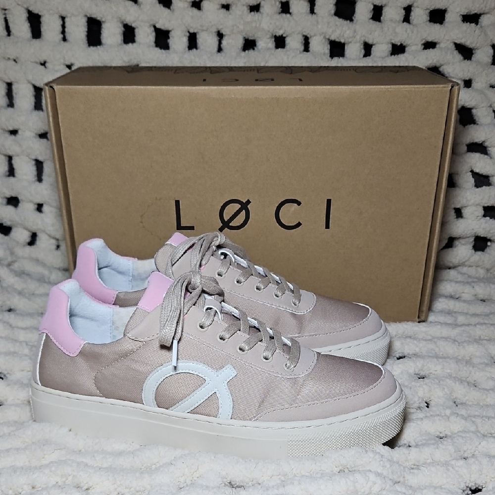 Loci Fashion Sneakers Khaki Pink White New